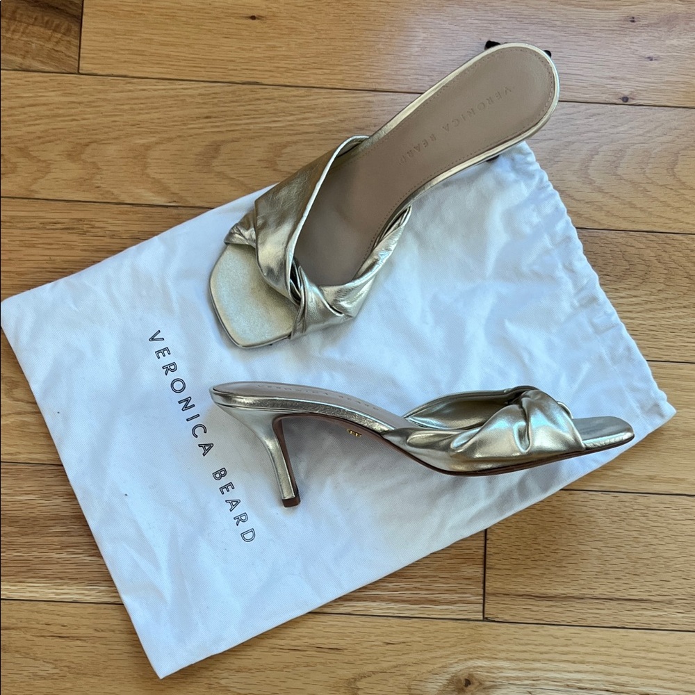 Veronica Beard Metallic Gold Mules